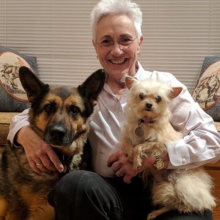 Brenda Barnette with two dogs