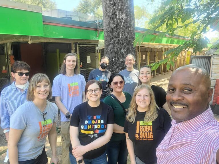 Diaz Dixon standing with other HASS staff at Austin Pets Alive! - Diaz Dixon, Maddie’s® Advisor of External Affairs and Partnerships, Talks About Belonging, Friendraising, and Uncomfortable Conversations