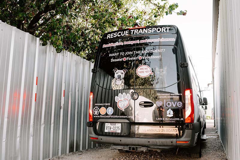 Rescued Pets Movement van with QR code