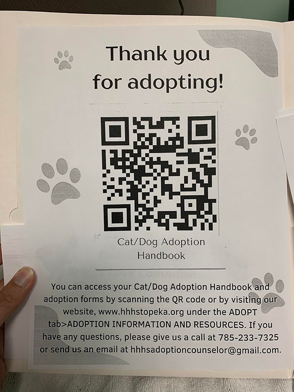 Adoption Handbook flyer with QR code - 10 Ways Shelters and Rescues Can Use QR Codes Today